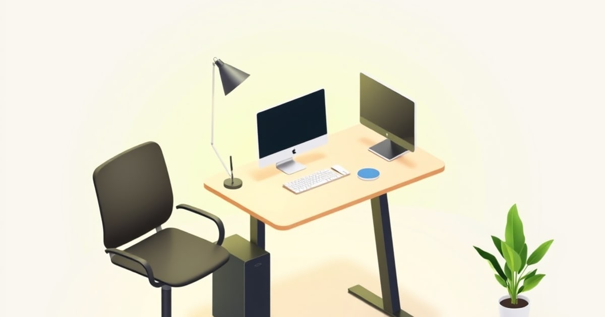 An entry-level sit-stand desk under $300 with its height range, motor, and warranty specs flagged as the buying criteria