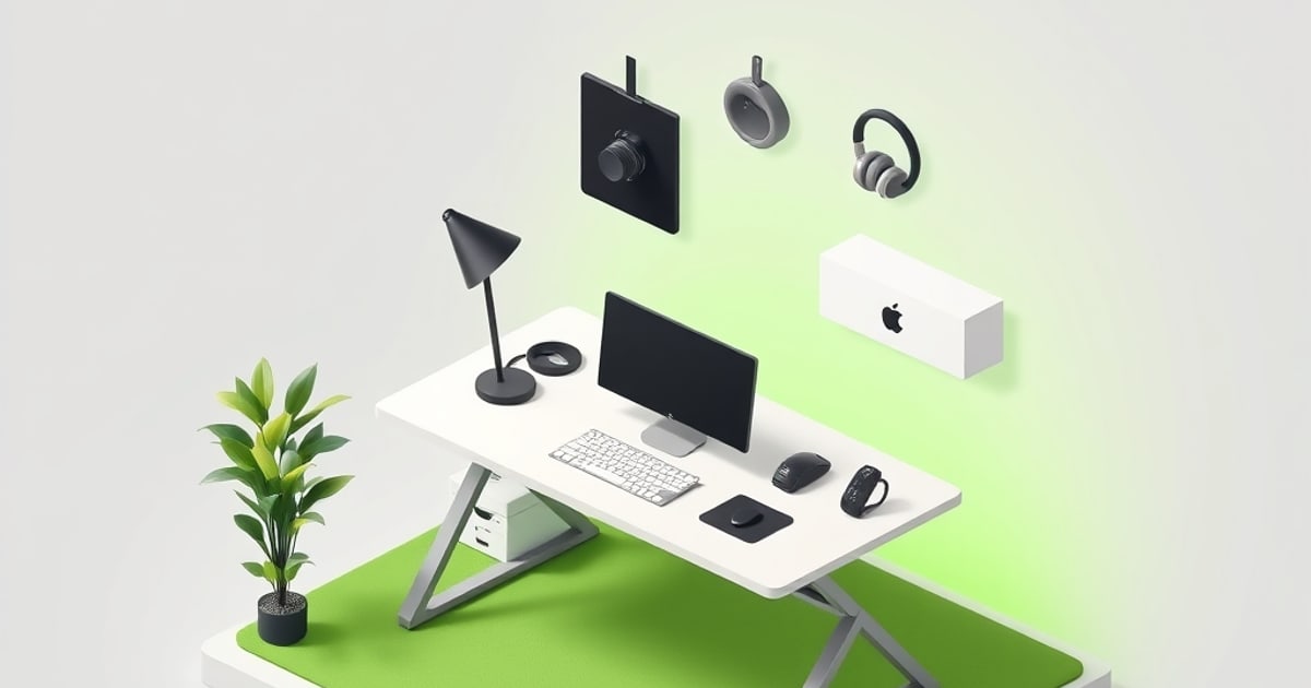 A standing desk workstation setup